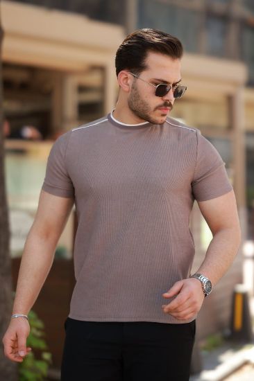 Erkek Omuzlar çizgi Detaylı Kısa Kollu T-shirt resmi